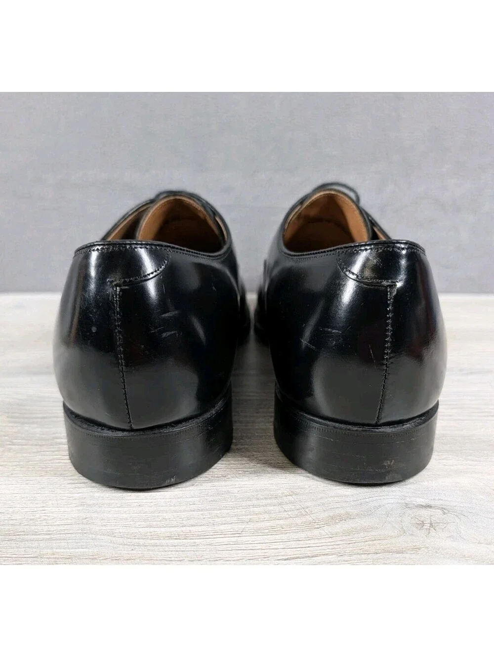 Johnston Murphy Mens 13D Black Leather Cap Toe Oxford Dress Shoes Handcrafted